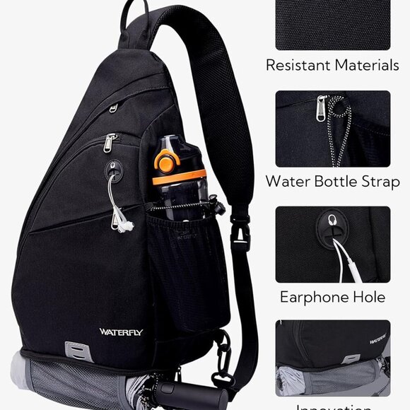 Sling Bag Crossbody Backpack: Over Shoulder Daypack Casual Cross Chest Side Pack - Picture 4 of 9